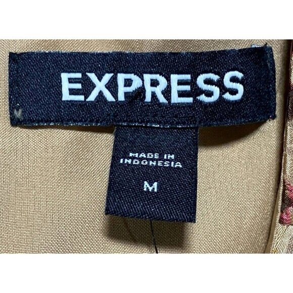 Express Women Brown Leopard Pleated V-Neck Cocktail Dress Medium NWT - Picture 9 of 10